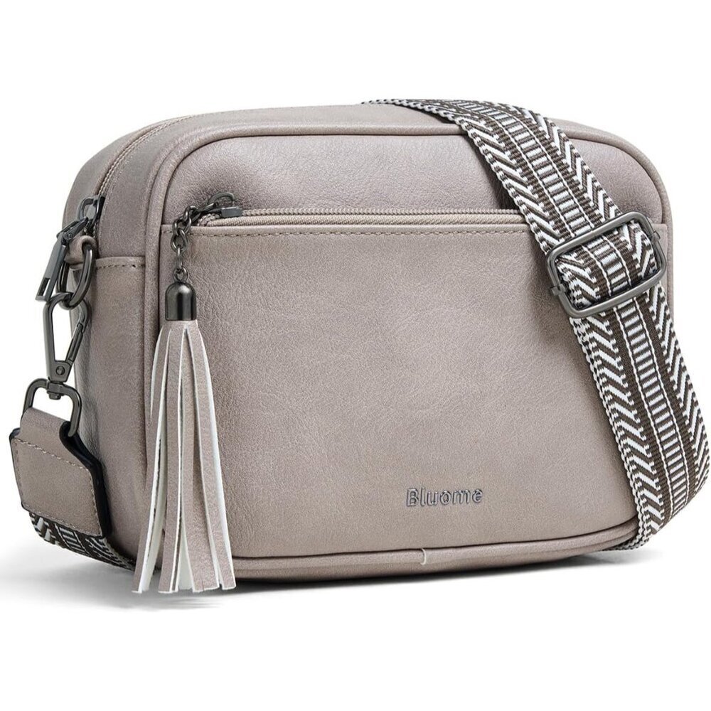 Small Crossbody Purse Vegan Leather Women Multi Pocket Adjustable Strap